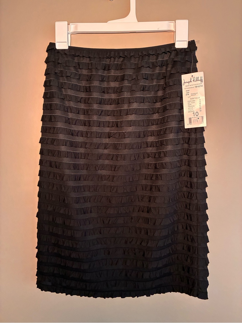 Joseph Ribkoff Black Ruffled Tier Pencil Skirt